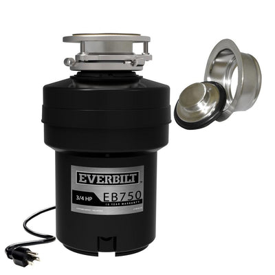 Everbilt Designer Series 3/4 HP Continuous Feed Garbage Disposal with Brushed Nickel Sink Flange and Attached Power Cord - Super Arbor