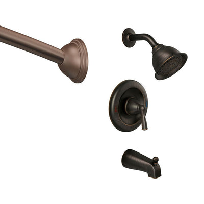 Banbury Single-Handle 1-Spray 1.75 GPM Tub and Shower Faucet with Curved Shower Rod in Mediterranean Bronze - Super Arbor