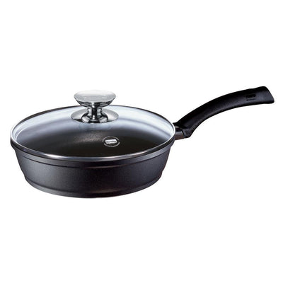 SignoCast 6 qt. Cast Aluminum Nonstick Saute Pan in Black with Glass Lid - Super Arbor