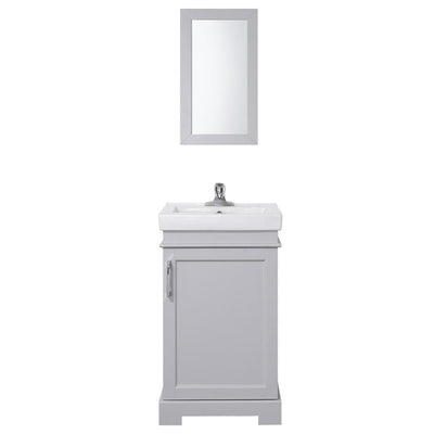 Hallcrest 20 in. W x 16 in. D Vanity in Misty Grey with Integrated Vanity Top in White with White Sink and Mirror - Super Arbor