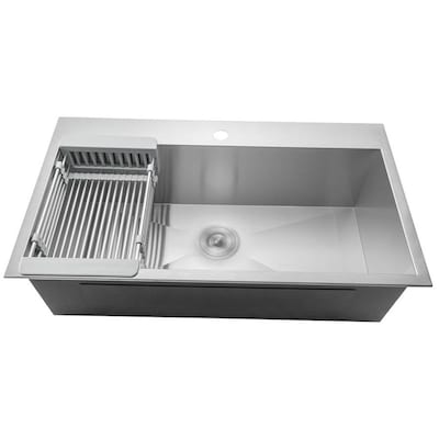 AKDY Handmade 30-in x 18-in Stainless Steel Single Bowl Drop-In 1-Hole Residential Kitchen Sink All-in-One Kit