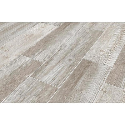 Style Selections Woods Vintage Gray 6-in x 24-in Glazed Porcelain Wood Look Floor Tile