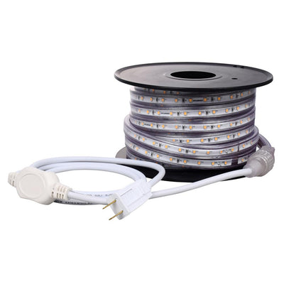 32.8 ft. 60-Watt Plug-In Outdoor Flex LED Landscape Lighting Set Deck Rail Light Bright White 3000K, White - Super Arbor