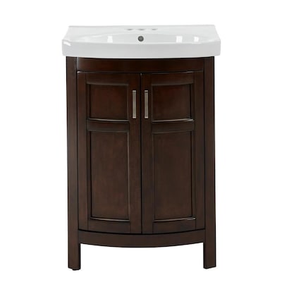 Style Selections Morecott 23.75-in Chocolate Single Sink Bathroom Vanity with White Vitreous China Top