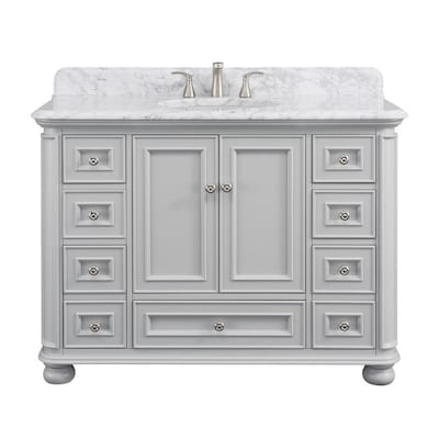 Scott Living Wrightsville 48-in Light Gray Single Sink Bathroom Vanity with Natural Carrara Marble Top