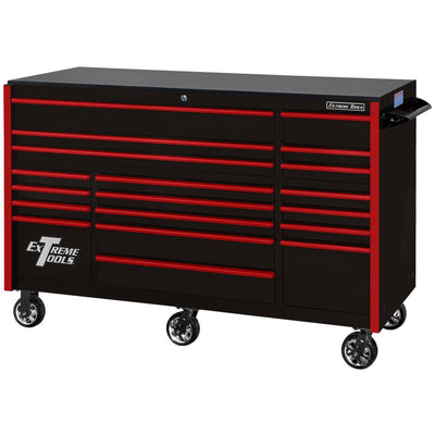 72 in. 19-Drawer Roller Cabinet Tool Chest in Black with Red Drawer Pulls - Super Arbor