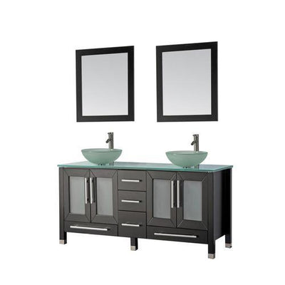 MTD Vanities 61-in White Double Sink Bathroom Vanity with Painted Glass Top - Super Arbor