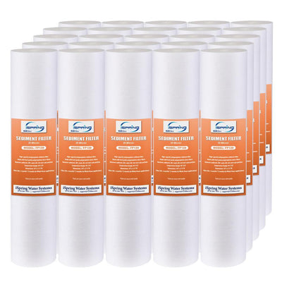 20 micron 10 in. x 2.5 in. Universal Sediment Filter Cartridges Multi-layer 15000 Gal. (Pack of 25) - Super Arbor