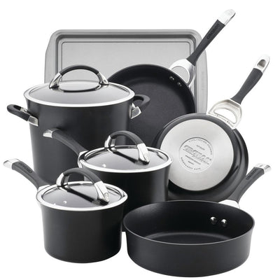 Symmetry 9-Piece Hard-Anodized Aluminum Nonstick Cookware Set in Black - Super Arbor