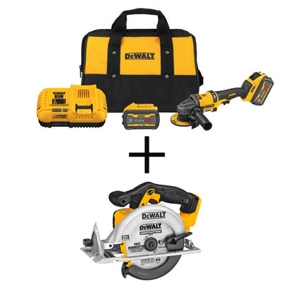 FLEXVOLT 60-Volt MAX Li-Ion Cordless 4-1/2 in. to 6 in. Small Angle Grinder with 20-Volt 6-1/2 in. Circ Saw (Tool-Only) - Super Arbor