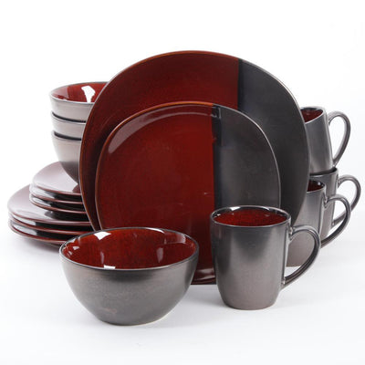 Volterra 16-Piece Modern Red Ceramic Dinnerware Set (Service for 4) - Super Arbor