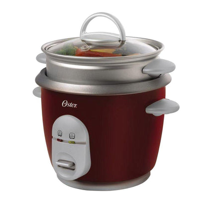 6-Cup Red Rice Cooker with Steaming Tray, Measuring Cup and Rice Paddle - Super Arbor