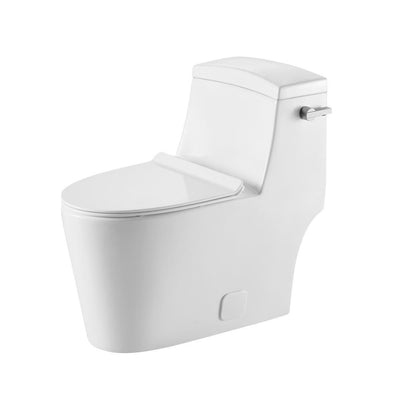 1-Piece 1.28 GPF High Efficiency Single-Flush Elongated Skirted Toilet All-in-One Toilet in White Seat Included - Super Arbor