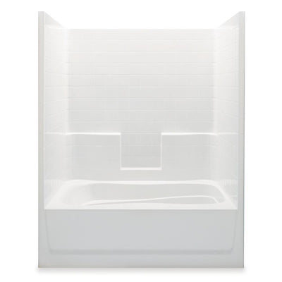 Everyday Smooth Tile 60 in. x 36 in. x 76 in. 1-Piece Bath and Shower Kit with Right Drain in White - Super Arbor