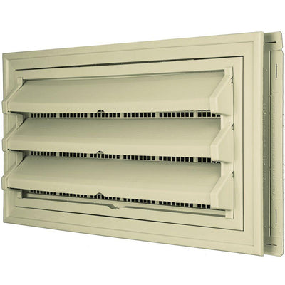 9-3/8 in. x 17-1/2 in. Foundation Vent Kit with Trim Ring and Optional Fixed Louvers (Molded Screen) in #049 Almond - Super Arbor