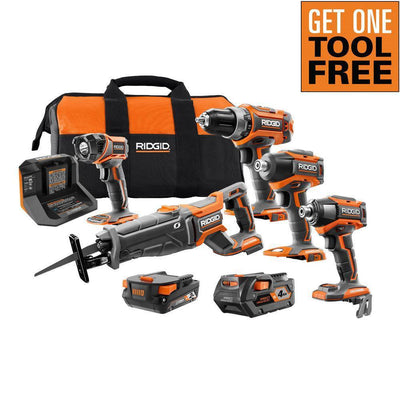 18V Lithium-Ion Brushless 4-Tool Combo Kit with (1)2.0 Battery, (1)4.0 Battery, Charger, Bag w/Free OCTANE Impact Driver - Super Arbor