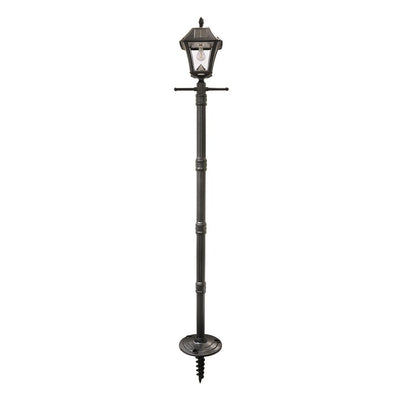Baytown II Bulb Black Resin Solar Warm-White Outdoor Integrated LED Post Light and Lamp Post with EZ-Anchor Base - Super Arbor