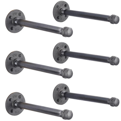 1/2 in. Black Pipe 12 in. L Wall Mounted Shelf Bracket Kit (6-Pack) - Super Arbor