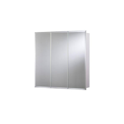 30 in. W x 30 in. H x 5 in. D Frameless Tri-View Surface-Mount Medicine Cabinet with Easy Hanging System in White - Super Arbor