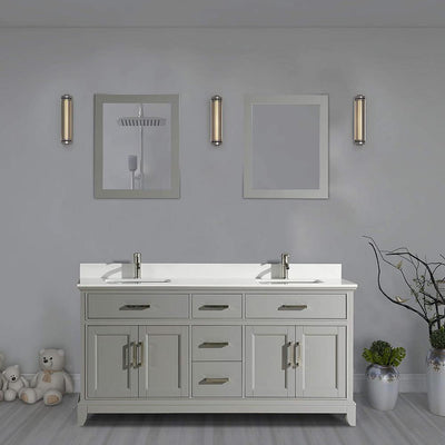 Genoa 72 in. W x 22 in. D x 36 in. H Bath Vanity in Grey with Vanity Top in White with White Basin and Mirror - Super Arbor