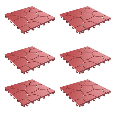 Pure Garden 11.5 in. x 11.5 in. Brick Red Outdoor Interlocking Polypropylene Patio and Deck Tiles in Brick Red (Set of 30)