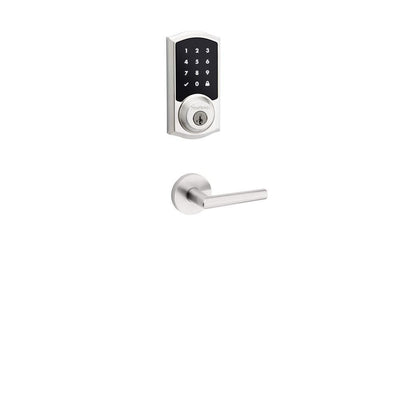 Premis Touchscreen Smart Lock Satin Nickel Single Cylinder Electronic Deadbolt featuring Milan Hall/Closet Lever - Super Arbor