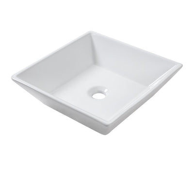 16 in. x 16 in. x 5 in. Vessel Sink in White Bathroom Ceramic Square Porcelain Sink - Super Arbor