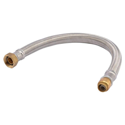 1/2 in. Push-to-Connect x 3/4 in. FIP x 18 in. Braided Stainless Steel Water Heater Connector - Super Arbor
