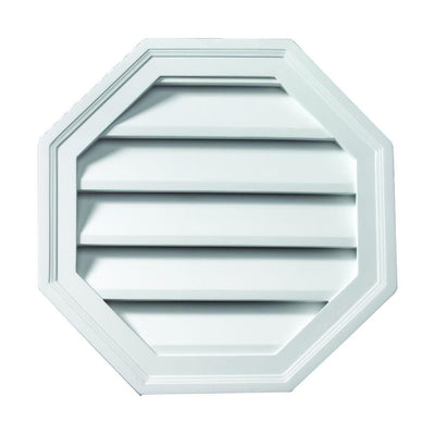 24 in. x 24 in. Octagon White Polyurethane Weather Resistant Gable Louver Vent - Super Arbor