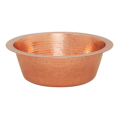 Dual Mount Round Copper 14 in. 0-Hole Bar Sink in Polished Copper with 2 in. Drain Opening - Super Arbor