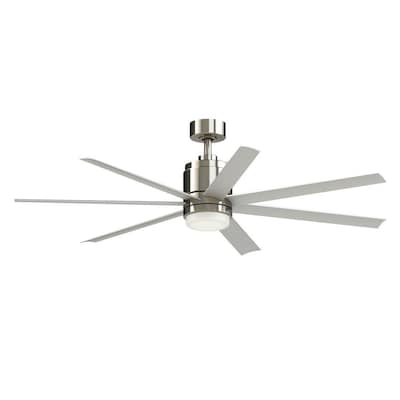 Fanimation Studio Collection Blitz 56-in Brushed Nickel LED Indoor/Outdoor Ceiling Fan with Light Kit and Remote (7-Blade)
