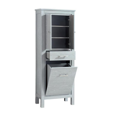 Azzuri Riley 24-in W x 64.4-in H x 15-in D Sea Salt Gray Plywood Freestanding Linen Cabinet