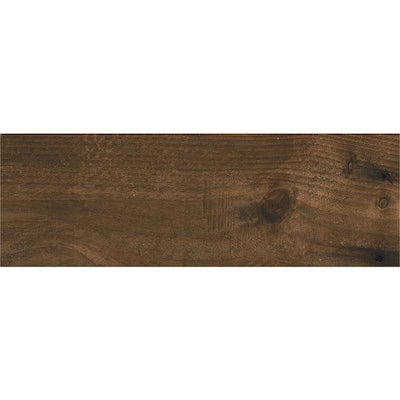 CERAMICAS TESANY Acadia brown Brown Matte 8-in x 24-in Glazed Ceramic Wood Look Floor Tile