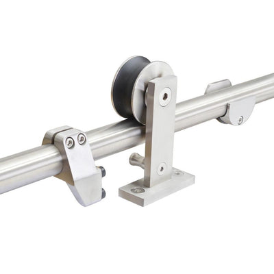 Top Mount 60 in. Stainless-Steel Barn Style Sliding Door Track and Hardware Set - Super Arbor