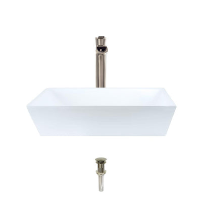 MR Direct Porcelain Vessel Sink in White with 731 Faucet and Pop-Up Drain in Brushed Nickel - Super Arbor