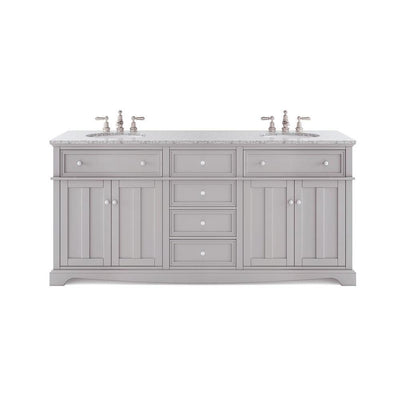 Fremont 72 in. W x 22 in. D Double Vanity in Grey with Granite Vanity Top in Grey with White Sink - Super Arbor