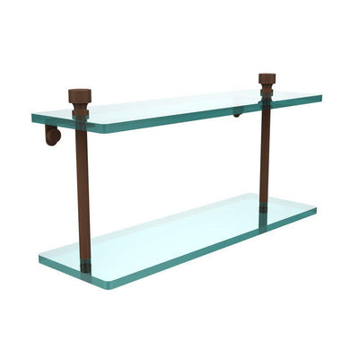 Foxtrot 16 in. L x 8 in. H x 5 in. W 2-Tier Clear Glass Bathroom Shelf in Antique Bronze - Super Arbor