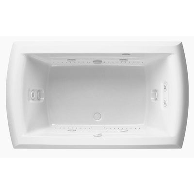 Riviera Motif 72 in. Acrylic Center Drain Rectangular Drop-in Air Bath/ Whirlpool Bathtub with Heater in White - Super Arbor