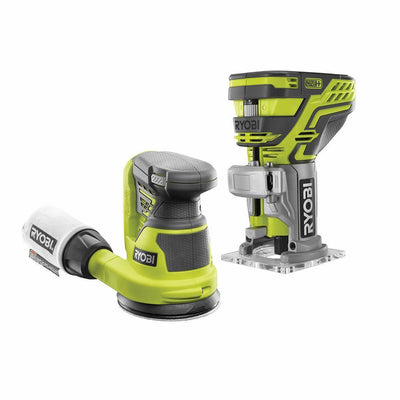 18-Volt ONE+ Lithium-Ion Cordless Fixed Base Trim Router and 5 in. Random Orbit Sander (Tools Only) - Super Arbor