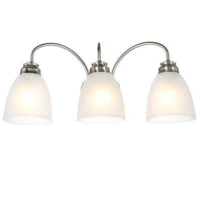 Hamilton 3-Light Brushed Nickel Vanity Light with Frosted Glass Shades
