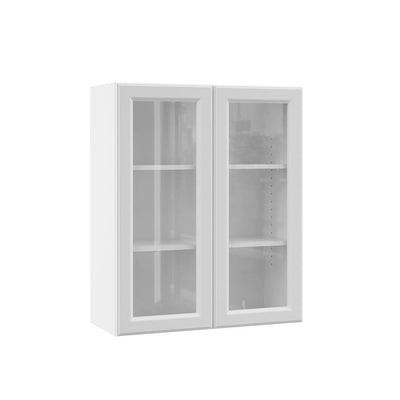 Designer Series Elgin Assembled 30x36x12 in. Wall Kitchen Cabinet with Glass Doors in White