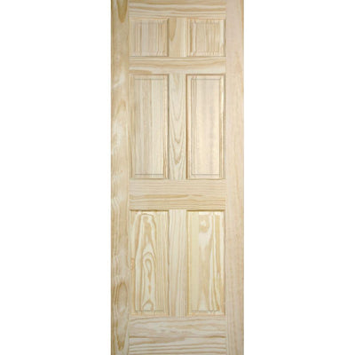 30 in. x 80 in. Radiata Smooth 6-Panel Solid Core Unfinished Pine Interior Door Slab - Super Arbor