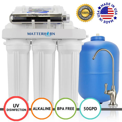 7-Stage Under-Sink Superior Reverse Osmosis pH+ Alkaline Mineral and UV Water Filtration System with 50 GPD Membrane - Super Arbor