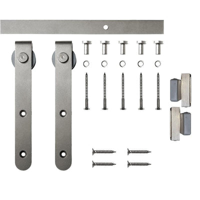 6 ft. Satin Nickel Round Hook Mini Sliding Barn Door Hardware Kit for Single Furniture Wood Doors - Super Arbor