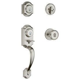 Kwikset Montara Satin Nickel Smartkey Single-Cylinder Deadbolt Keyed Entry Door Handleset