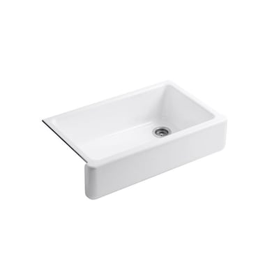 KOHLER Whitehaven 35.68-in x 21.56-in White Single Bowl Tall (8-in or Larger) Undermount Apron Front/Farmhouse Residential Kitchen Sink