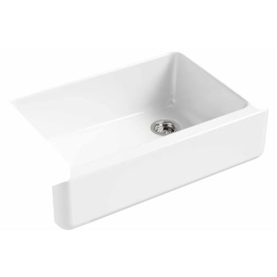 KOHLER Whitehaven 32.68-in x 21.56-in White Single Bowl Tall (8-in or Larger) Drop-In Apron Front/Farmhouse Residential Kitchen Sink