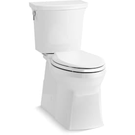 New Lower Price; KOHLER Transpose White WaterSense Elongated Chair Height 2-Piece Toilet 12-in Rough-In Size - Super Arbor