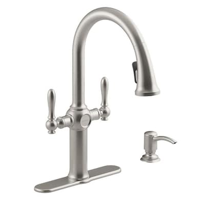 KOHLER Neuhaus 2-Handle Deck Mount Pull-Down Handle/Lever Kitchen Faucet (Deck Plate Included)