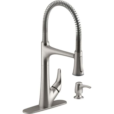 KOHLER Lilyfield Pro Semiprofessional Vibrant Stainless 1-Handle Deck Mount Pull-Down Touch Commercial/Residential Kitchen Faucet (Deck Plate Included)